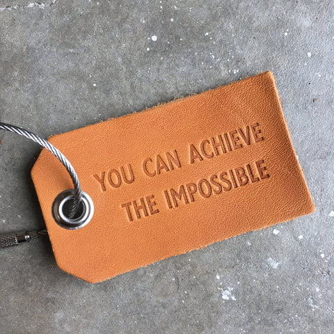 Personalized Leather Luggage Tag with Quote