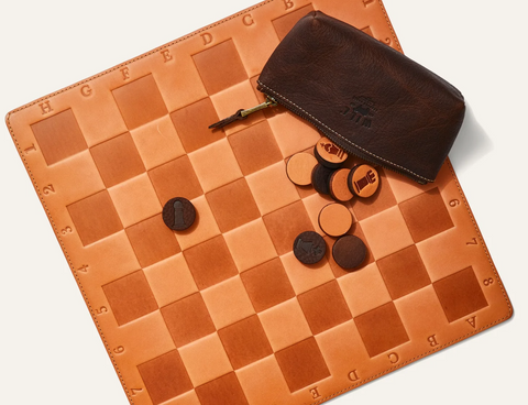 Leather Chess Set + Pouch Natural