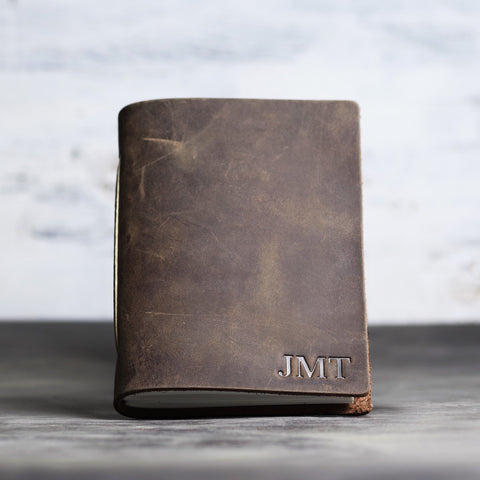 Personalized Leather Pocket Journal by Ox & Pine Leather Goods