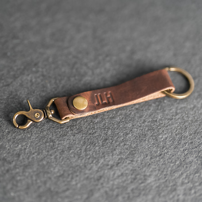 Looped Snap Closure Keychain | Personalized Premium Leather Keychain