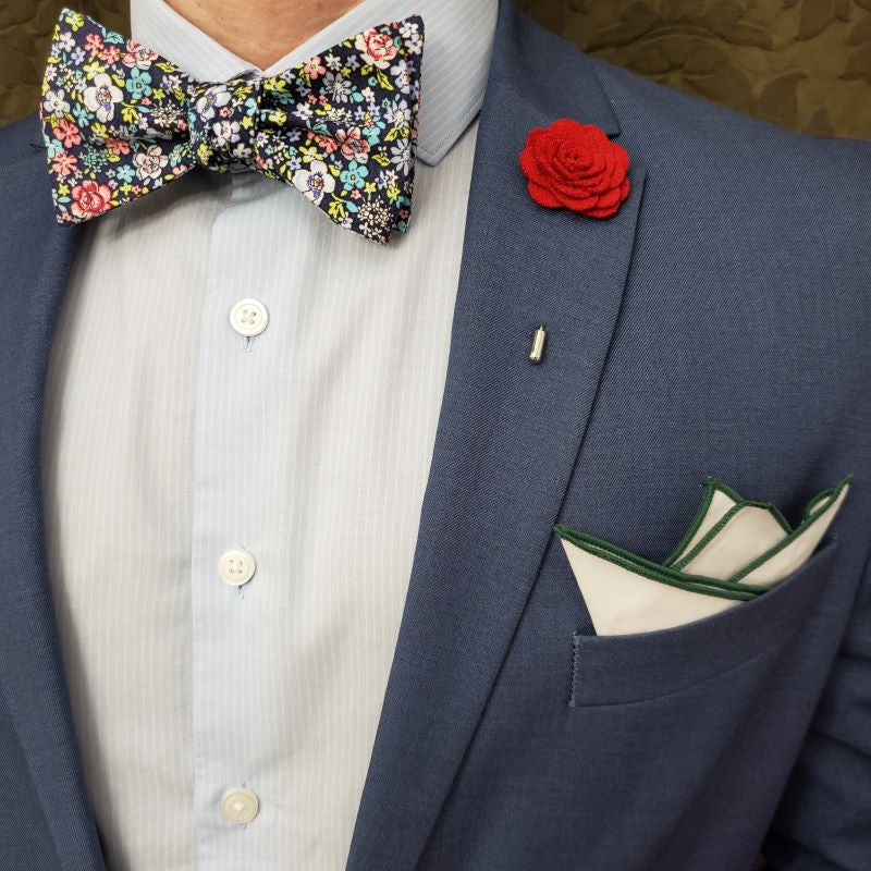 Floral Navy Self Tie Bow Tie - Art of The Gentleman