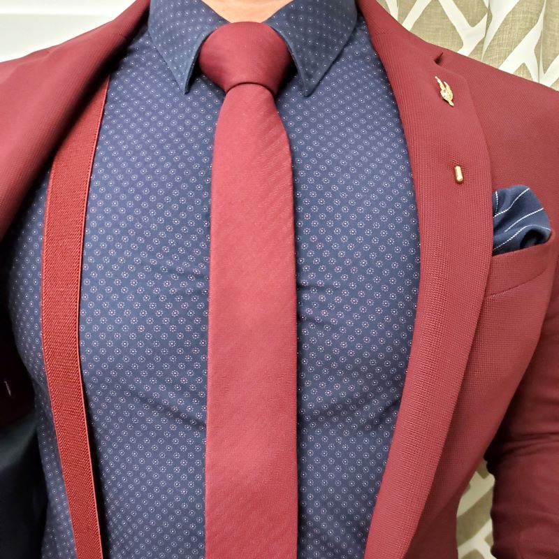 Solid Herringbone Burgundy Tie - Art of The Gentleman