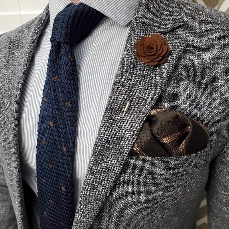 Downtown Striped Brown Pocket Square - Art of The Gentleman