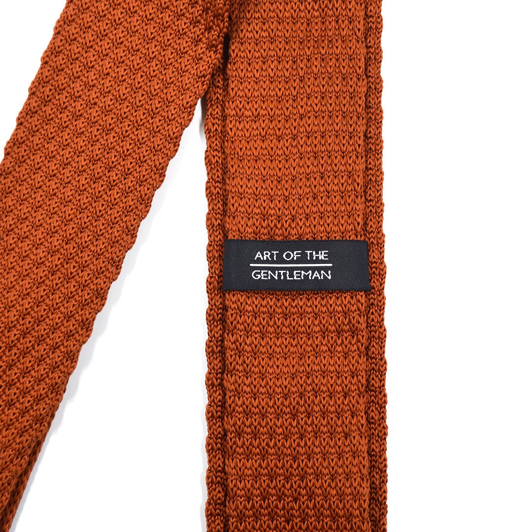 Knitted Point Burnt Orange Tie Art of The Gentleman