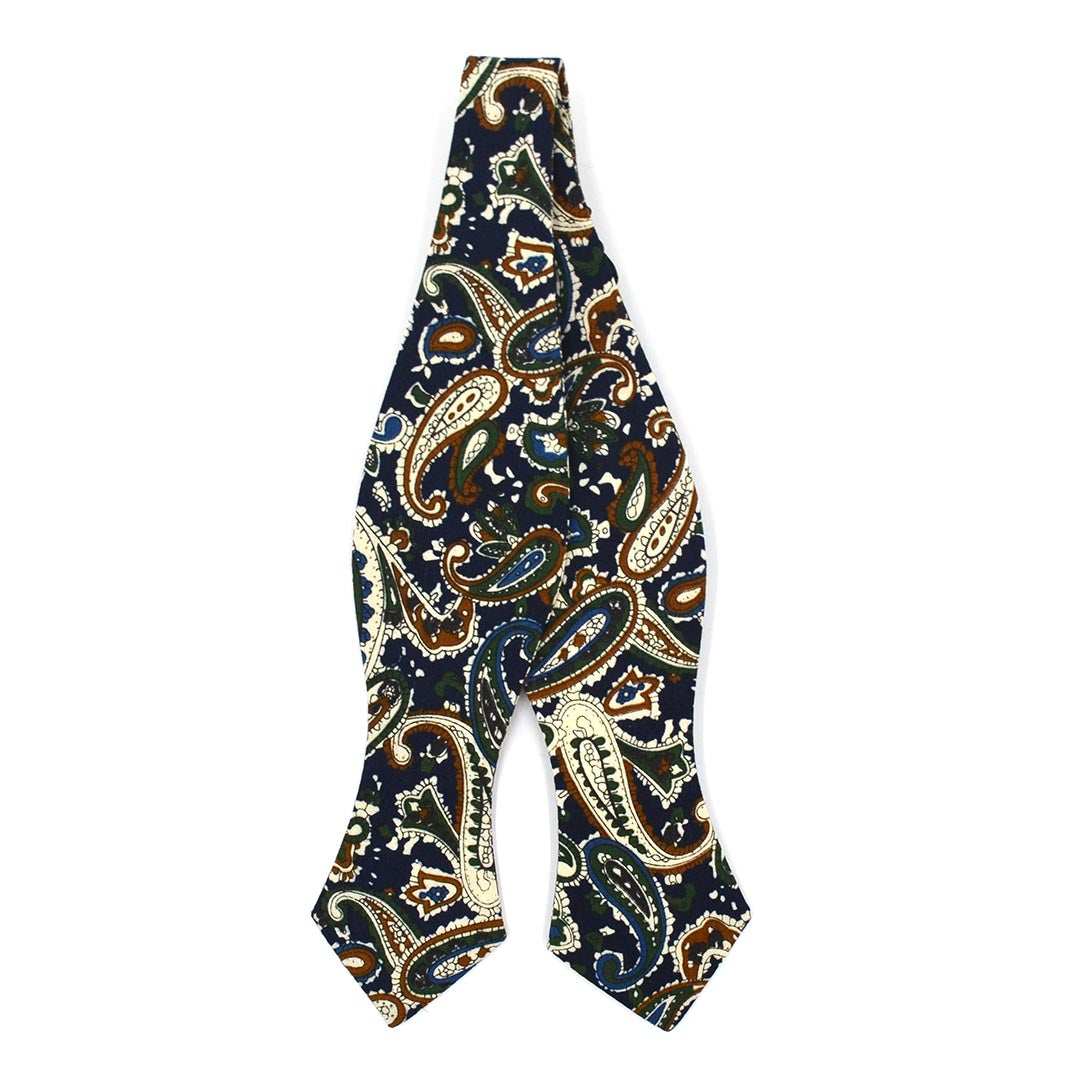 Paisley Navy Dijon Self Tie Bow Tie - Art of The Gentleman