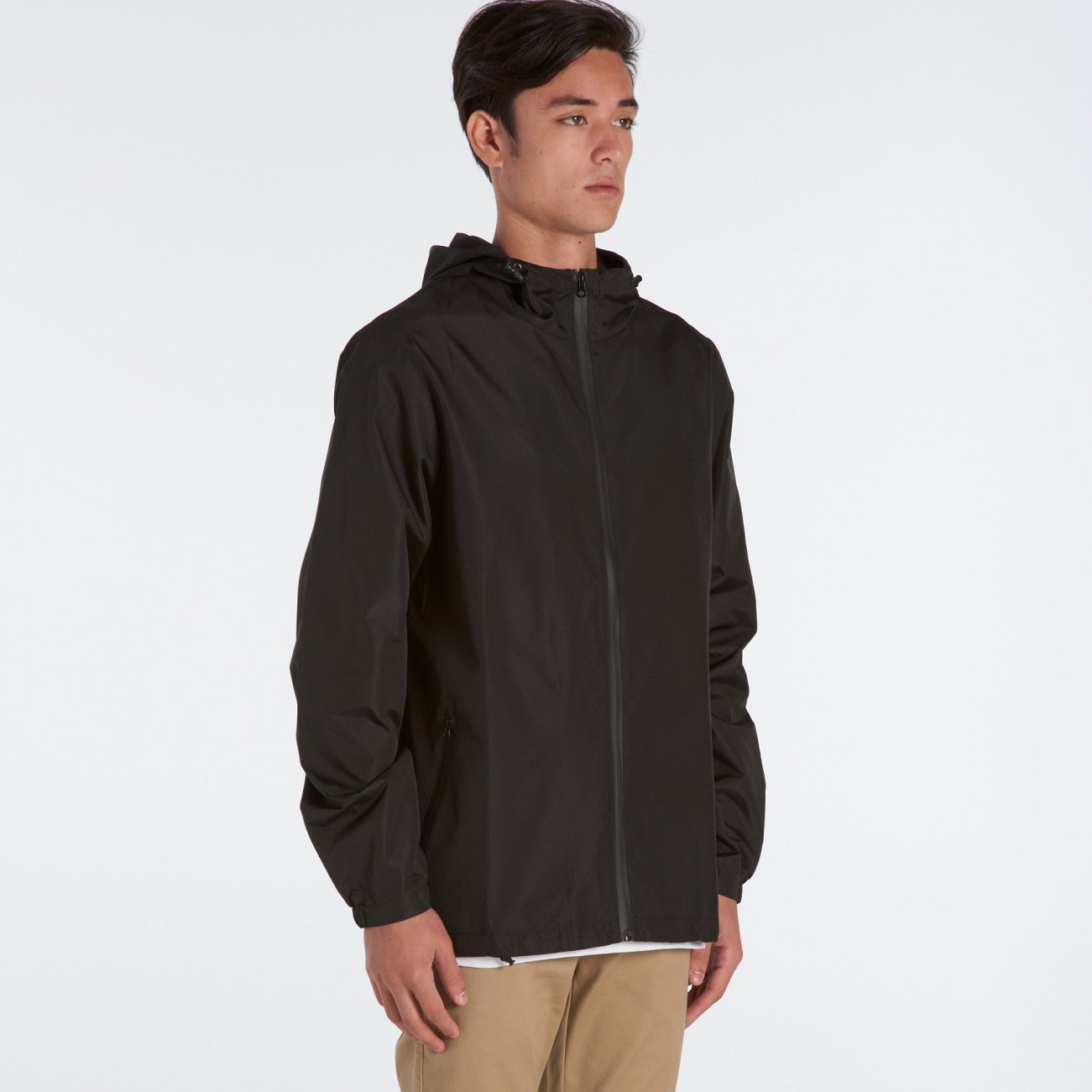 Men's black zip jacket, blank or screenprinted, in quantities of 5, 10 ...