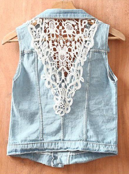 jean jacket patched with lace