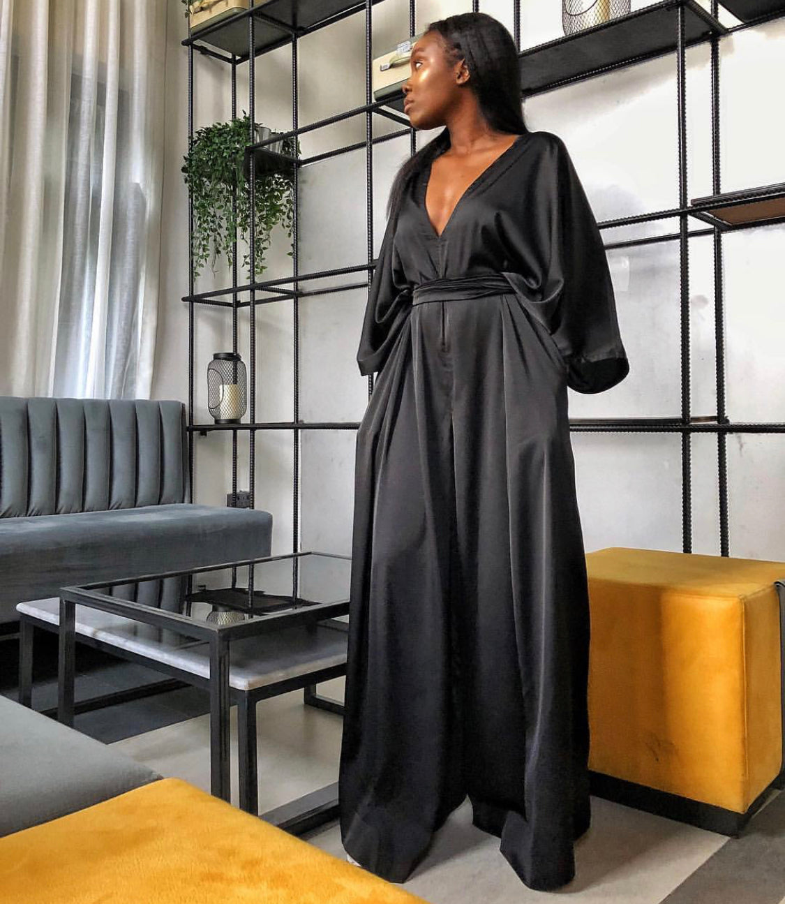 black silk jumpsuit