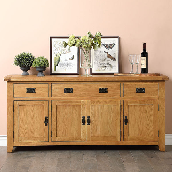 Cambridge Oak 4 Door 3 Drawer Sideboard