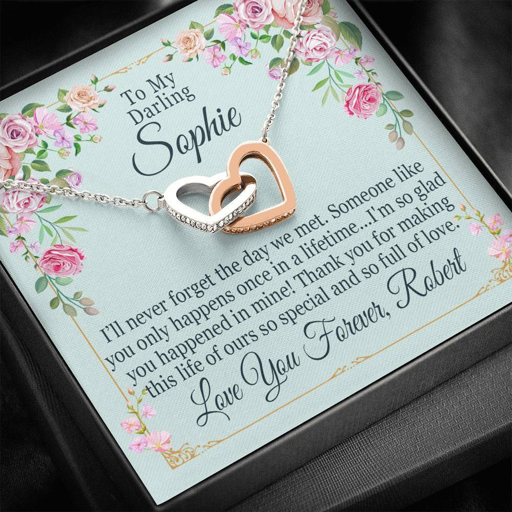 "To My Darling Wife" Personalized Luxury Interlocking Hearts Necklace