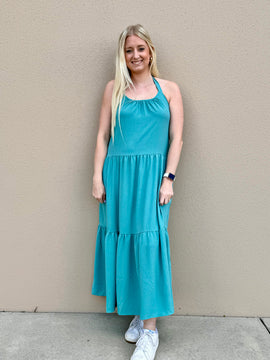 On Holiday Halter Midi Dress