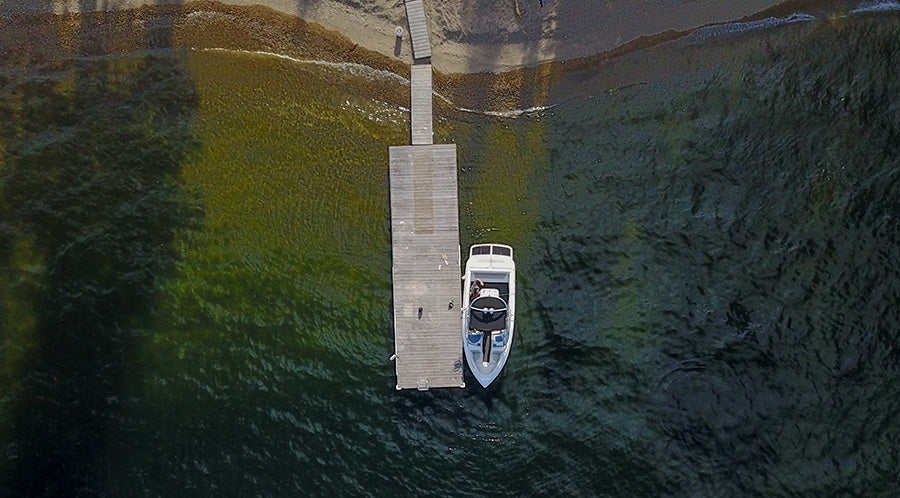 Boat at the dock from above