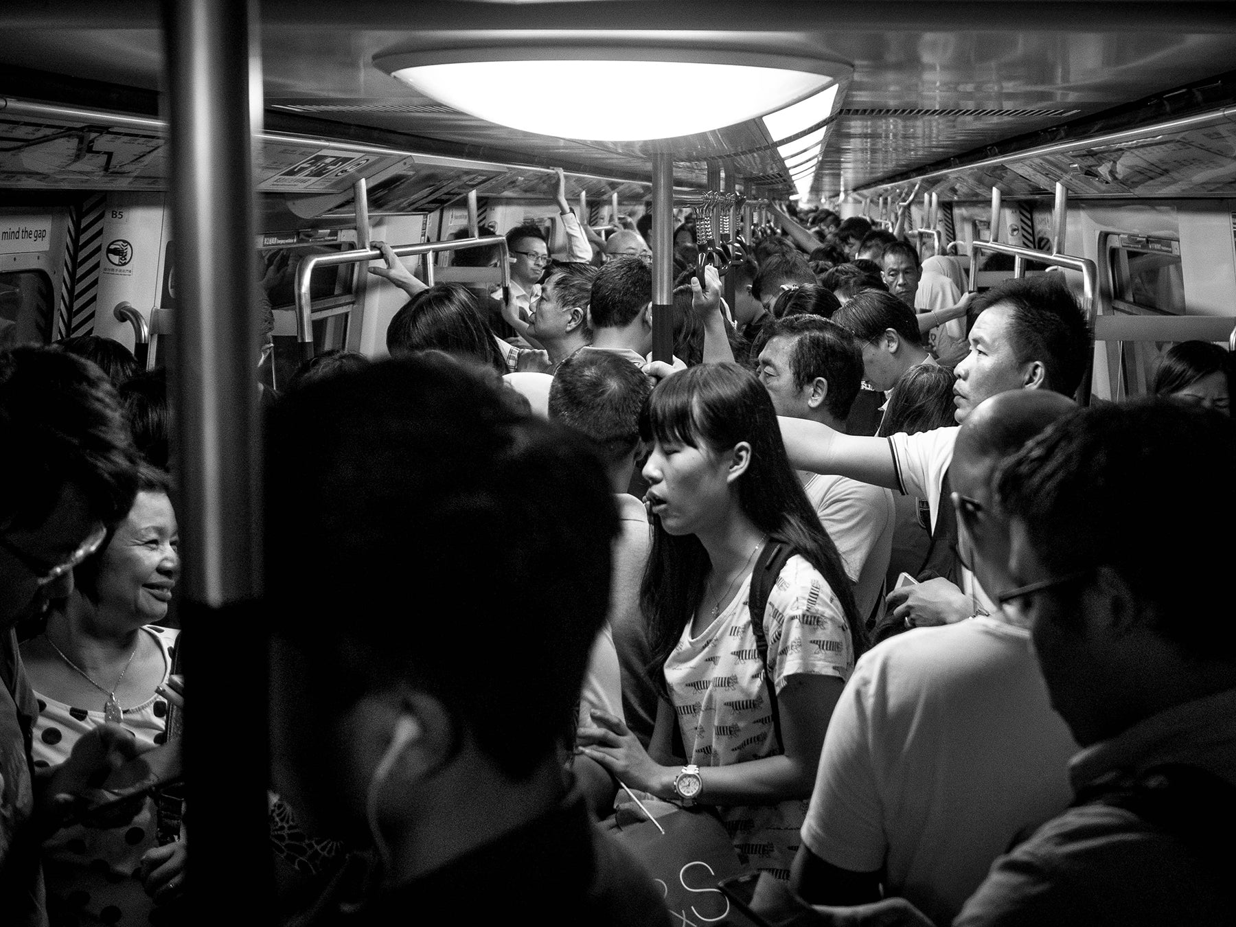 riding the MTR in Hong Kong