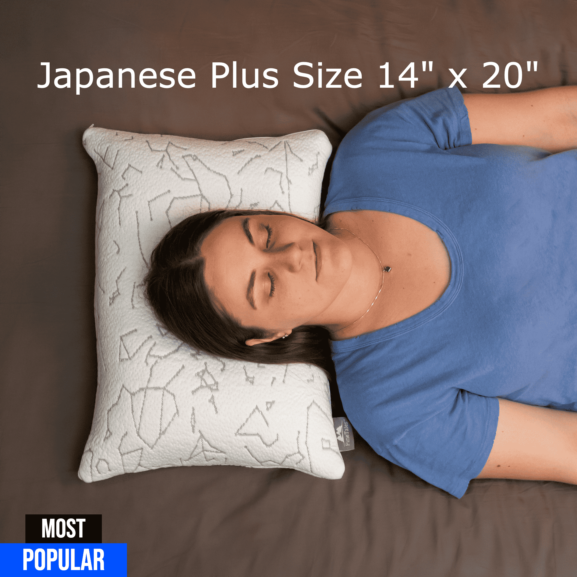 Buckwheat Pillow Size Guide - Japanese Plus Size 14 inches x 20 inches - Woman