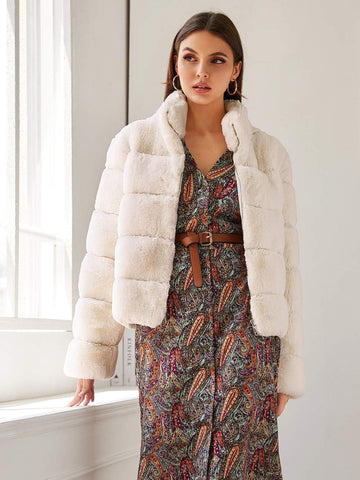 Faux Fur Paneled Coat