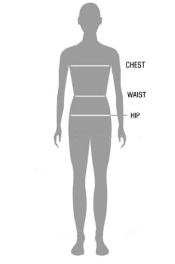 visual picture on how to measure a females body for coats and jakets