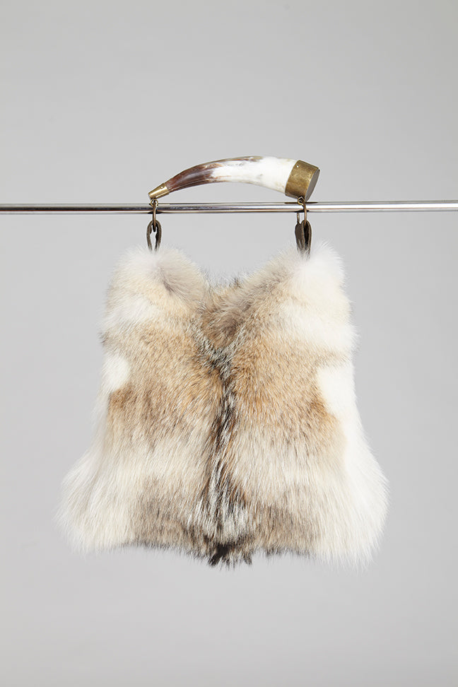 Fur Handbag / Purse with Horn - Mink Fur