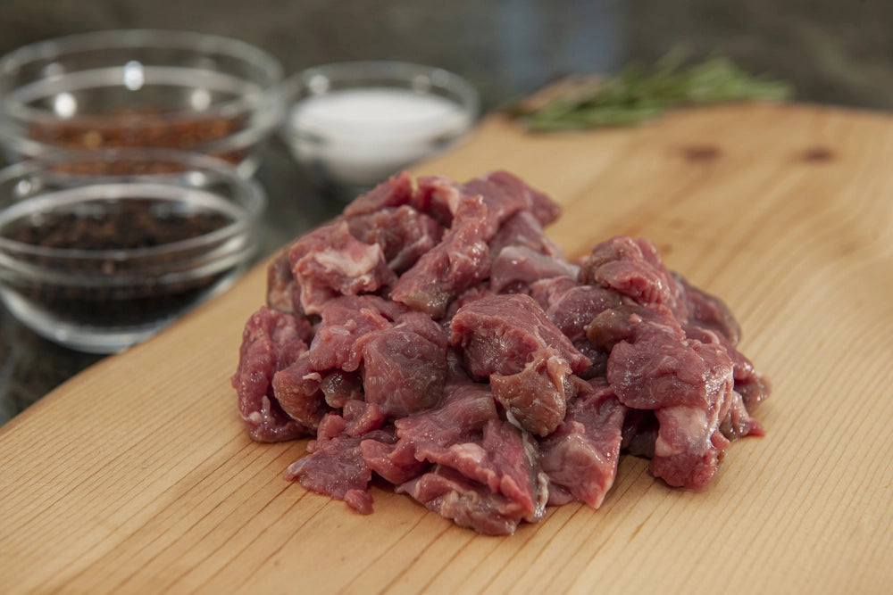 pasture-raised lamb stew meat raw