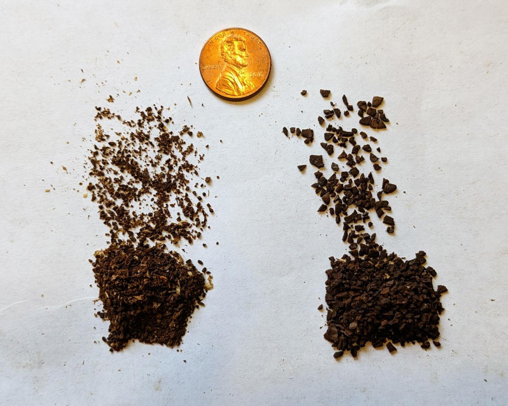 size of medium grounds vs coarse grounds vs a penny