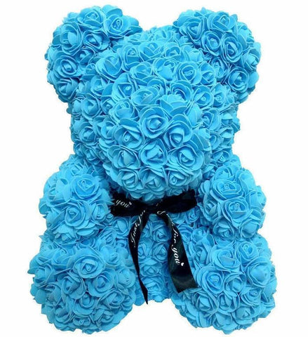 blue rose teddy bear