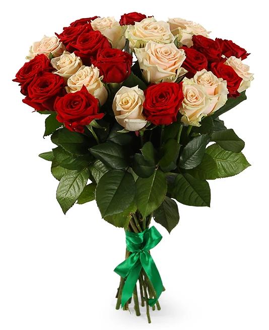 Peach and Red Roses Bouquet – Flowers Box London