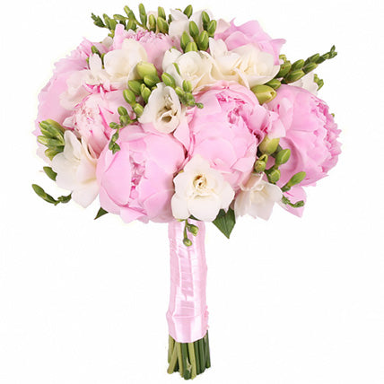 Peony and Freesias Bridal Bouquet – Flowers Box London