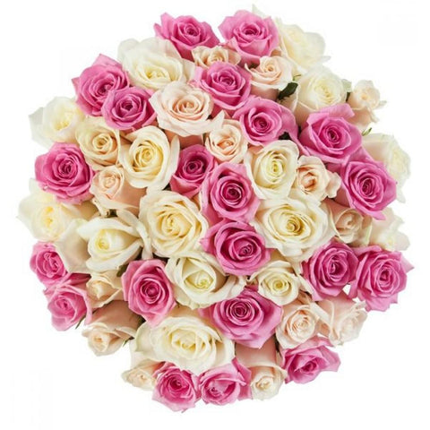 Roses Bouquet red, white, pink and orange flowers – Flowers Box London