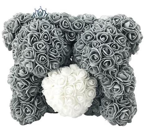 grey rose teddy bear