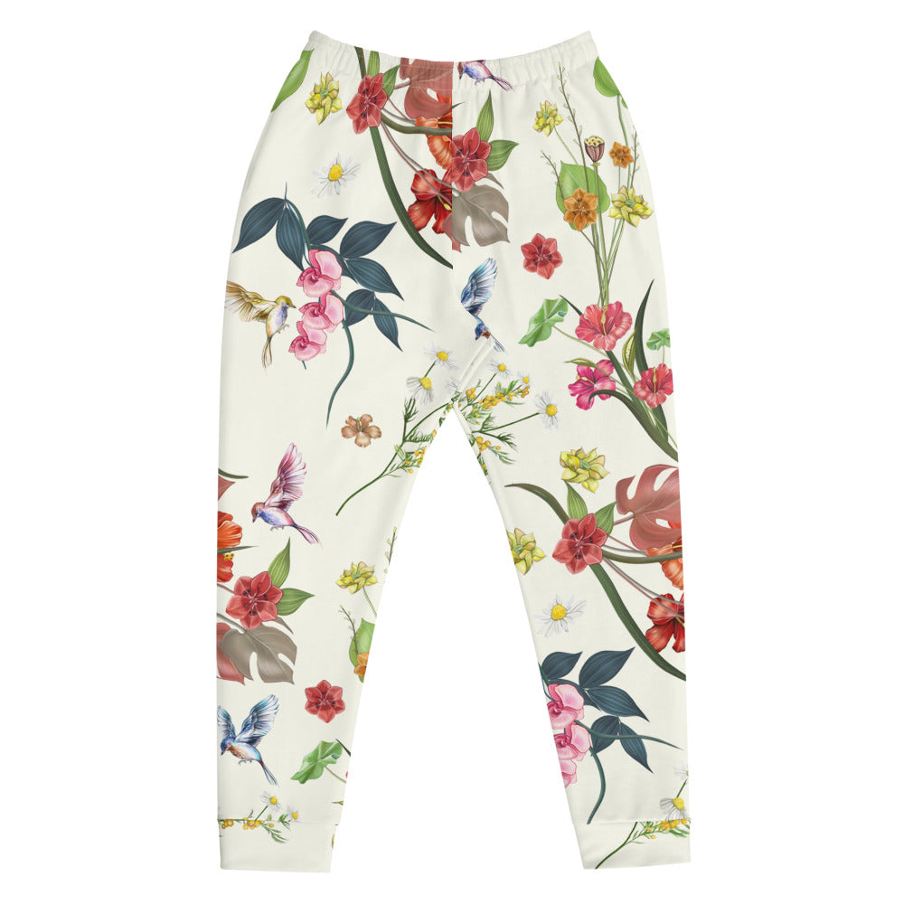 Floral Joggers- Ivory - Jolie Noire