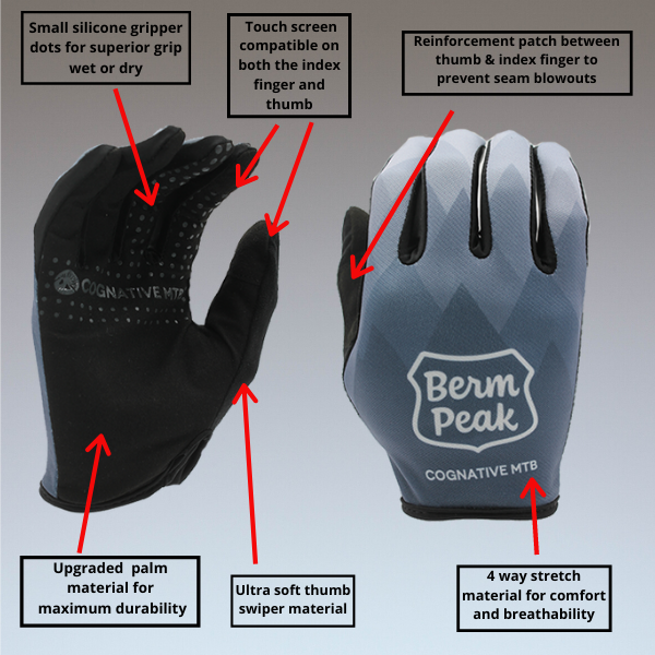 Berm Peak Grey Mountain Bike Gloves