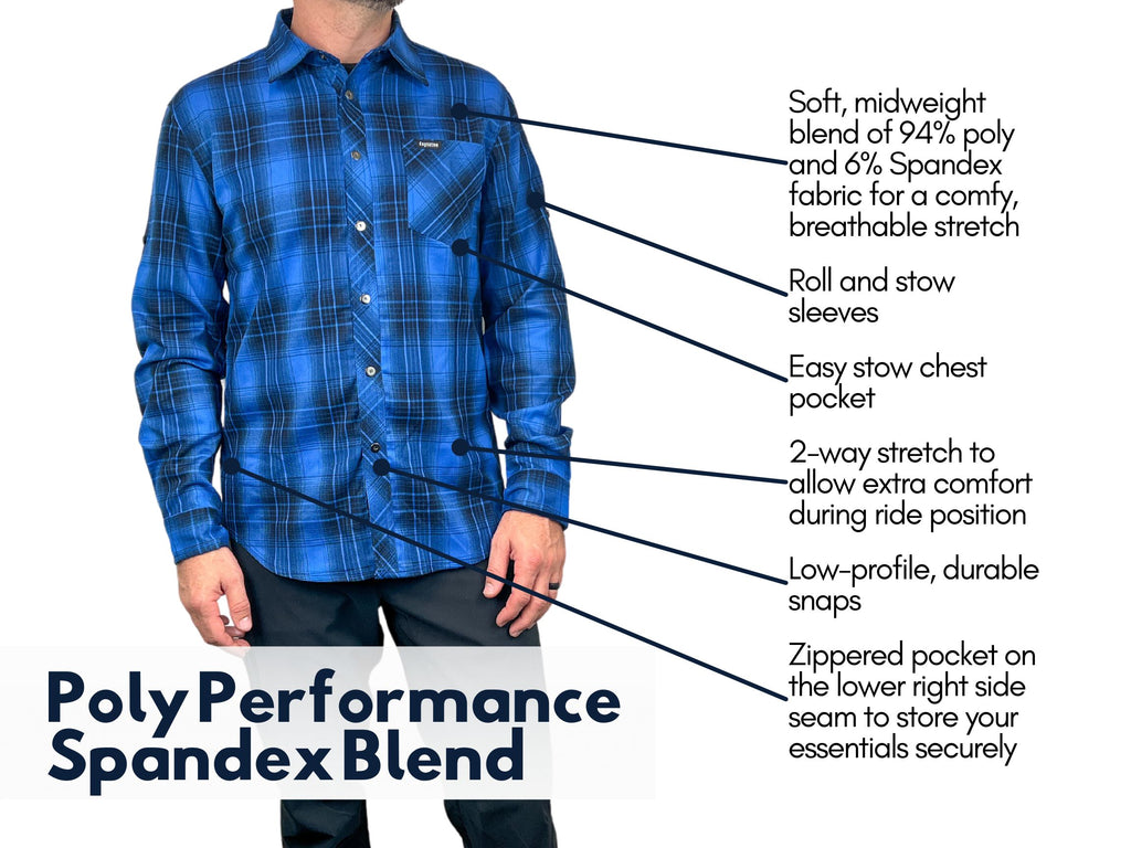 Men's Technical Mountain Bike Flannel (Blue)