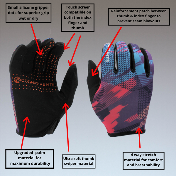 Pink Mountain Bike Gloves - MTB Gloves - Slip on Gloves - Cognative MTB®