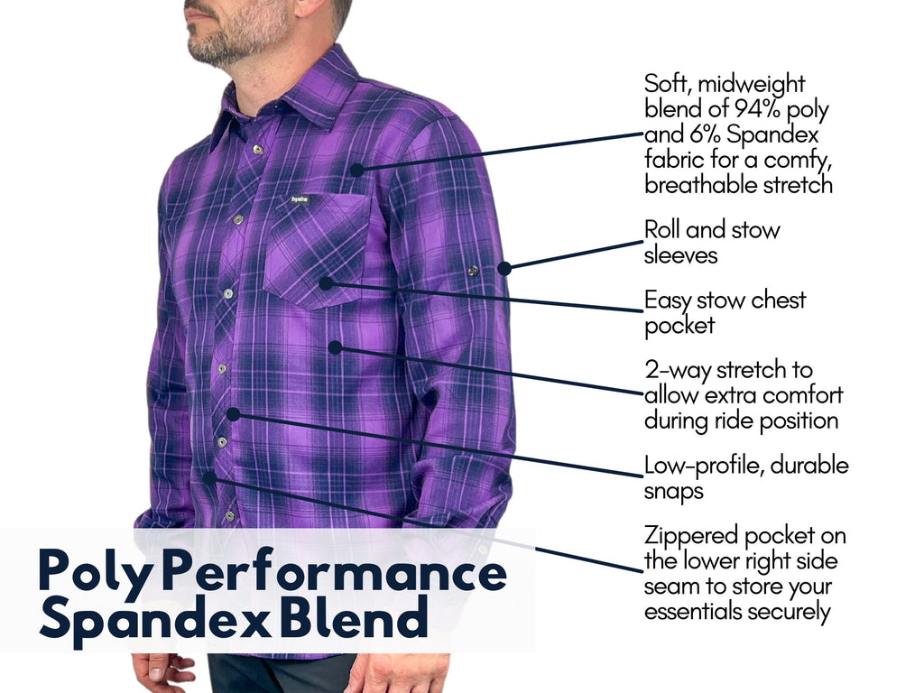 Men's Technical Mountain Bike Flannel (Purple)