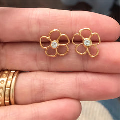 aquamarine flower stud