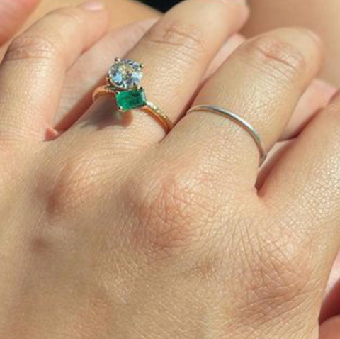 custom_emerald_diamond_two_stone_engagement_ring