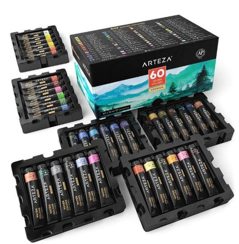 Arteza 60 Premium Tube Watercolors Review And Watercolor Book By Robin Mead Arteza watercolor book arteza watercolor pencil arteza watercolors permanent pen in black. arteza 60 premium tube watercolors