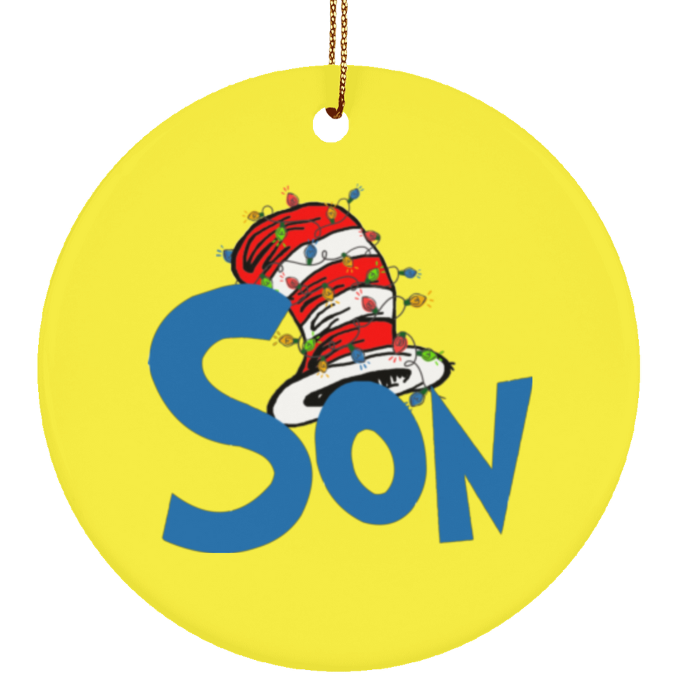 Dr Sesuss Family Christmas Son Ceramic Ornament - New Wave Tee