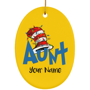 Dr Sesuss Family Christmas Aunt Personalize Name Ornament - New Wave Tee