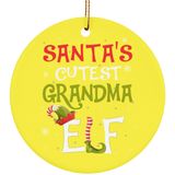 Santa S Cutest Elf Family  Grandma Ceramic Ornament - New Wave Tee