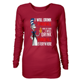 I Will Drink Fireball Here Or There I Will Drink Fireball - New Wave Tee