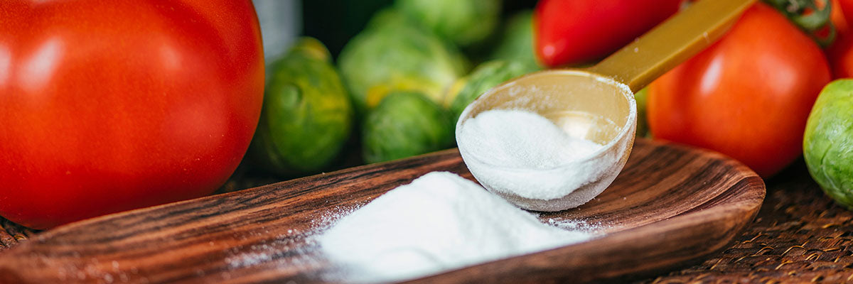 Vegetables and white powder