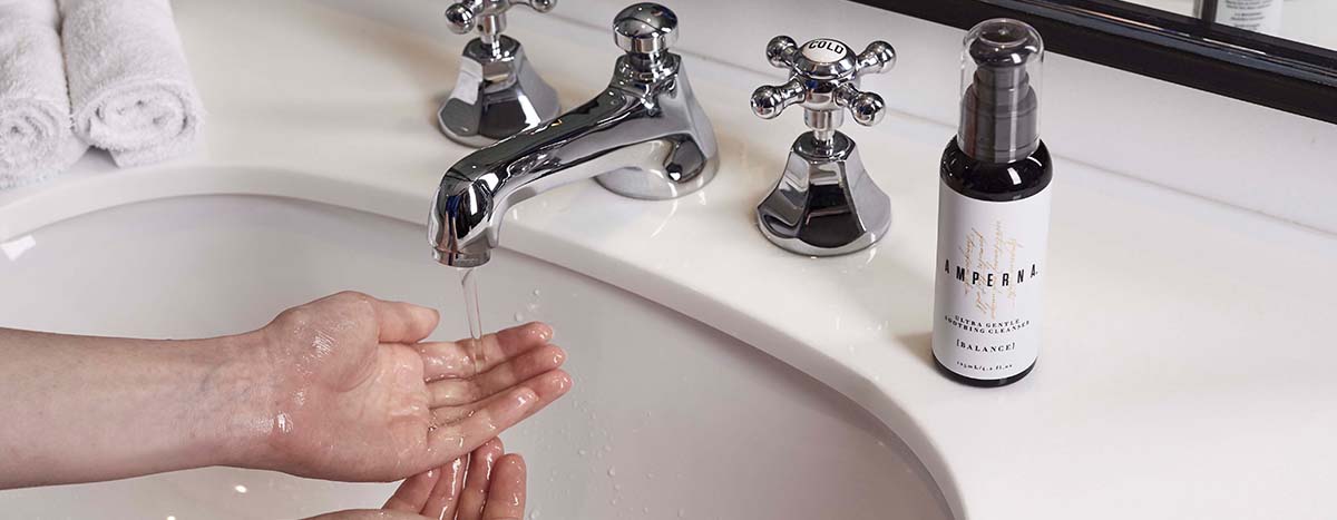 Hand washing in sink