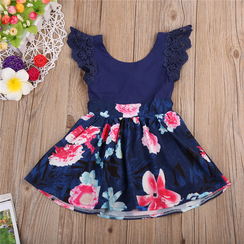 girls navy floral dress