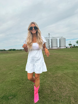 White Wedding Linen Mini Dress