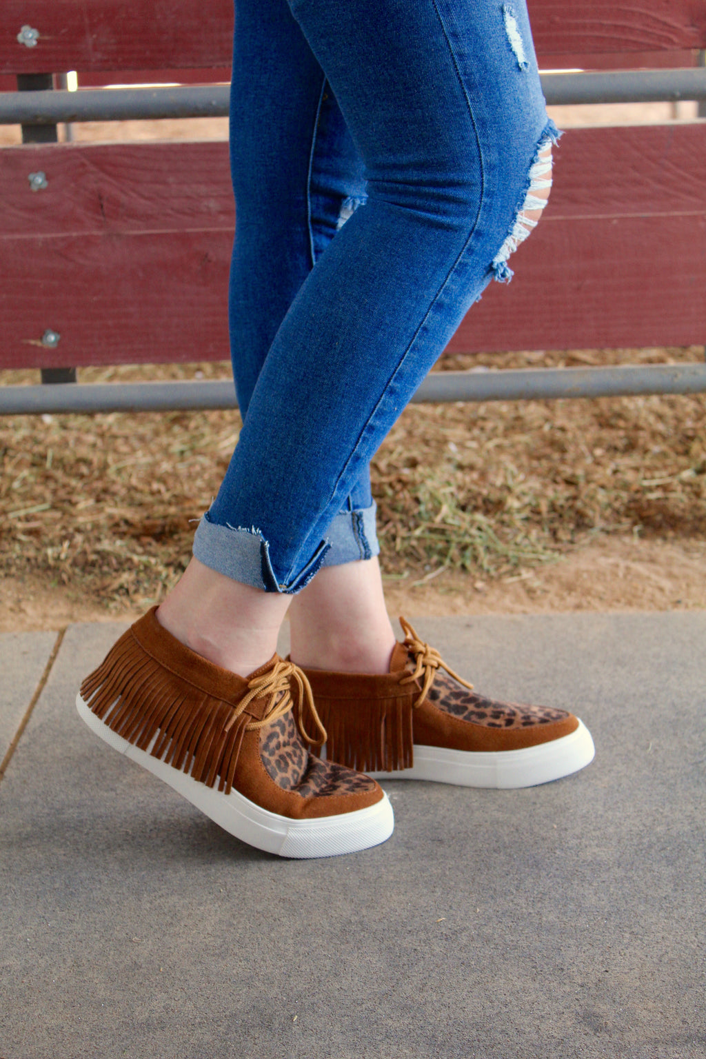 leopard moccasins with fringe