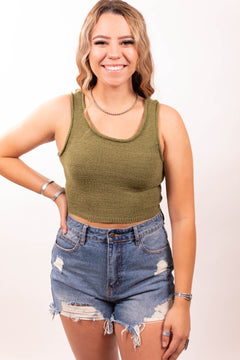 Knitted Olive Crop Top