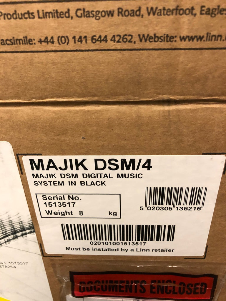 Linn's new Majik DSM/4 unboxing - outer box placard.