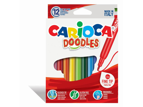 CARIOCA Doodles Box 12 pcs Felt Tip Pens – GOOD STUFF CO. personalise ...