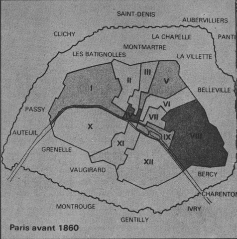 Carte de Paris avant 1860