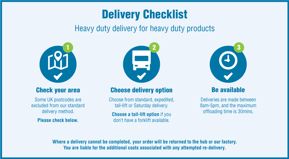 Please check our delivery checklist prior to ordering your stillages